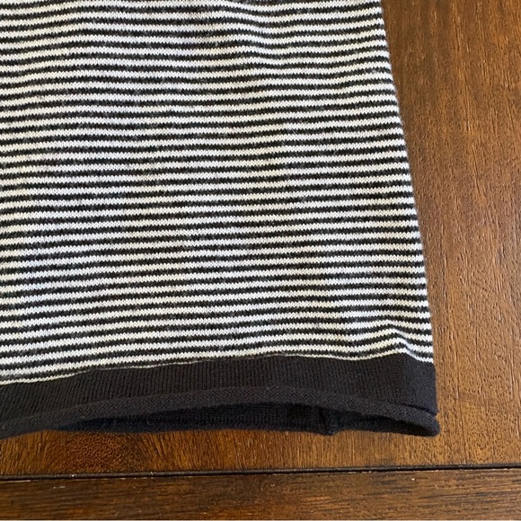 Duluth Trading Co LS Striped Sweater Black Cream Coolmax Mock Neck Women M - Picture 6 of 8